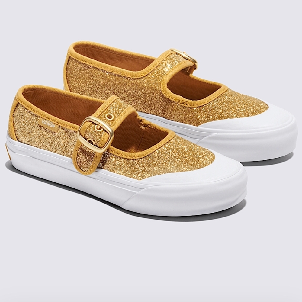 Vans Kids Gold Glitter Shoes Size 11.5